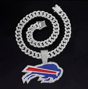 New Buffalo Bills Football Iced Cuban Chain Necklace